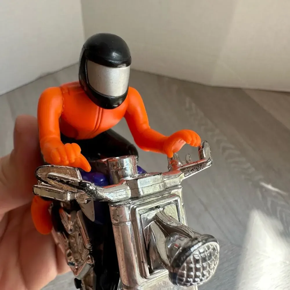 Hot Wheels V Twin Motorcycle Orange Blue Kickstand